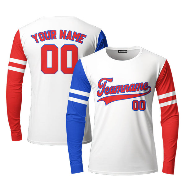 Dominicana Flag White Red Blue Custom Long Sleeve T-Shirt For Men & Women