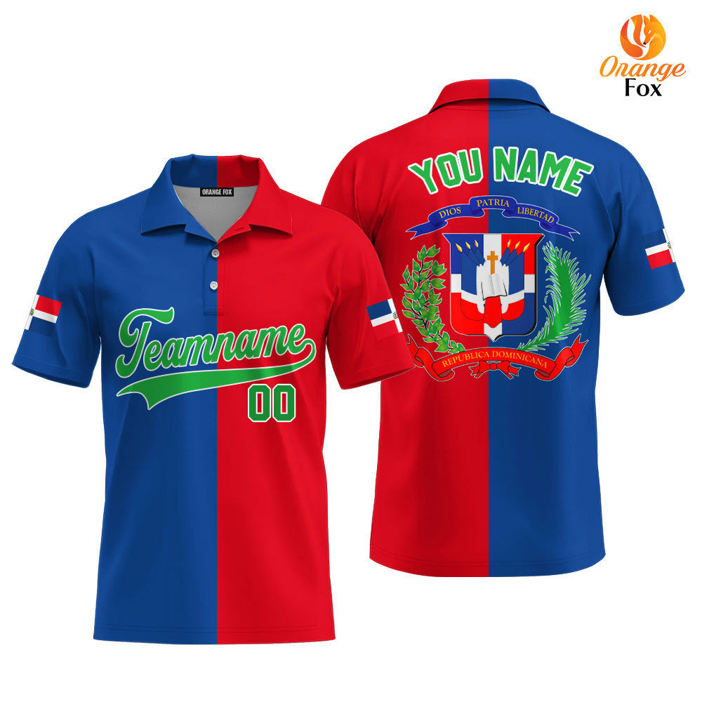 Dominicana Logo Red Blue Green White Custom Polo Shirt For Men