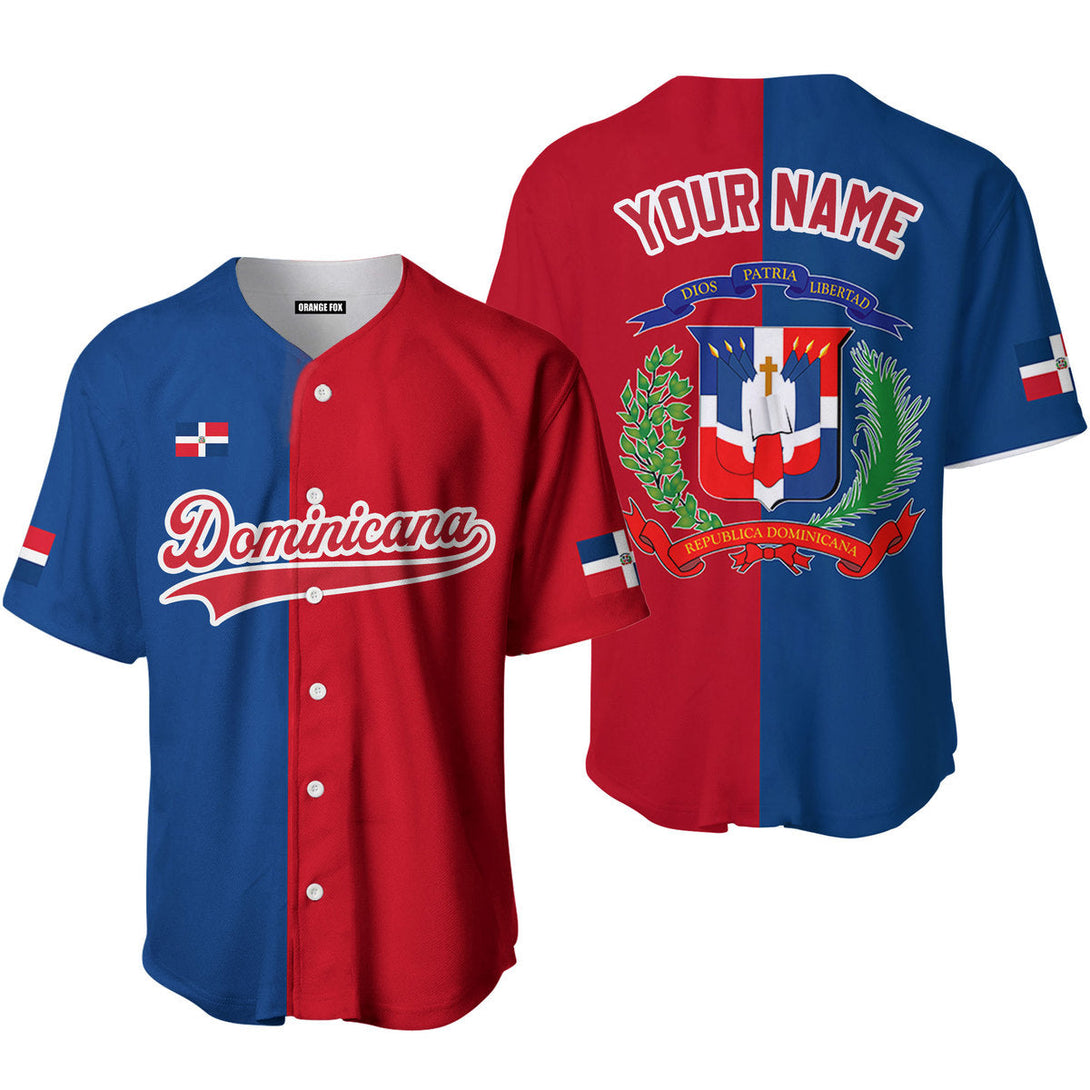 Dominicana Logo Red Blue Red White Custom Name Baseball Jerseys For Men & Women