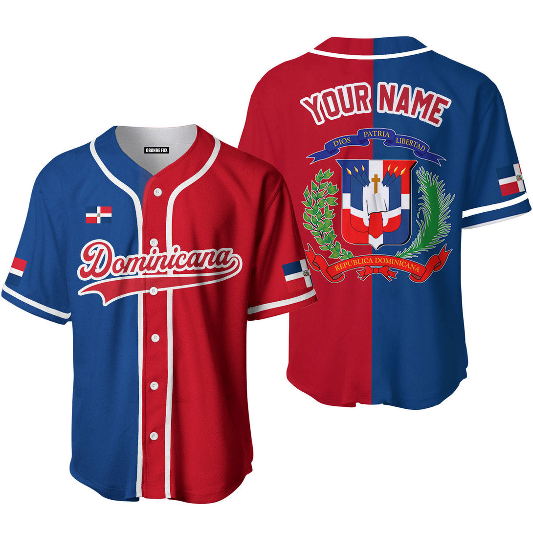 Dominicana Logo Red Blue Red White Custom Name Baseball Jerseys For Men & Women