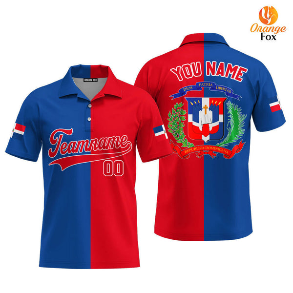 Dominicana Logo Red Blue Red White Custom Polo Shirt For Men