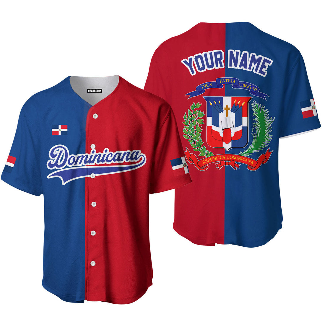 Dominicana Logo Red Blue White Custom Name Baseball Jerseys For Men & Women