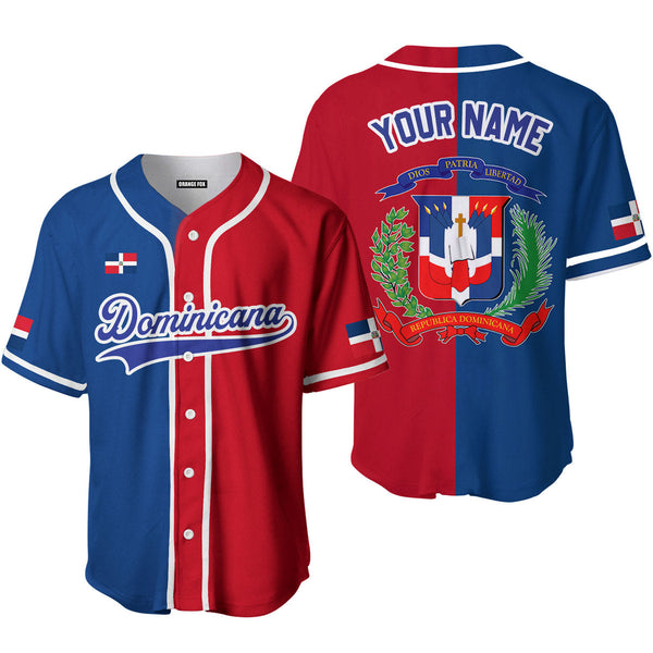 Dominicana Logo Red Blue White Custom Name Baseball Jerseys For Men & Women