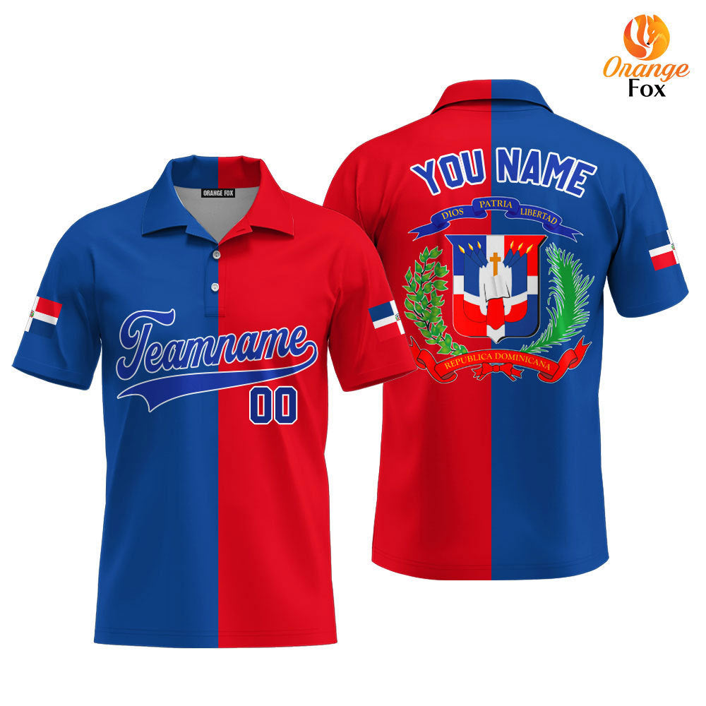 Dominicana Logo Red Blue White Custom Polo Shirt For Men