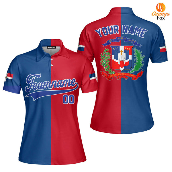 Dominicana Logo Red Blue White Custom Polo Shirt For Women