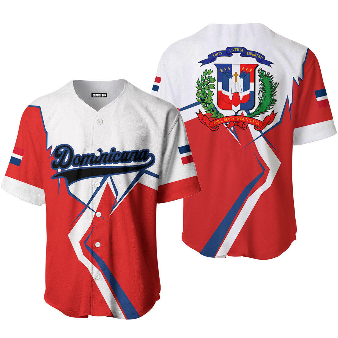 Dominicana Logo Red White Black Blue Custom Name Baseball Jerseys For Men & Women