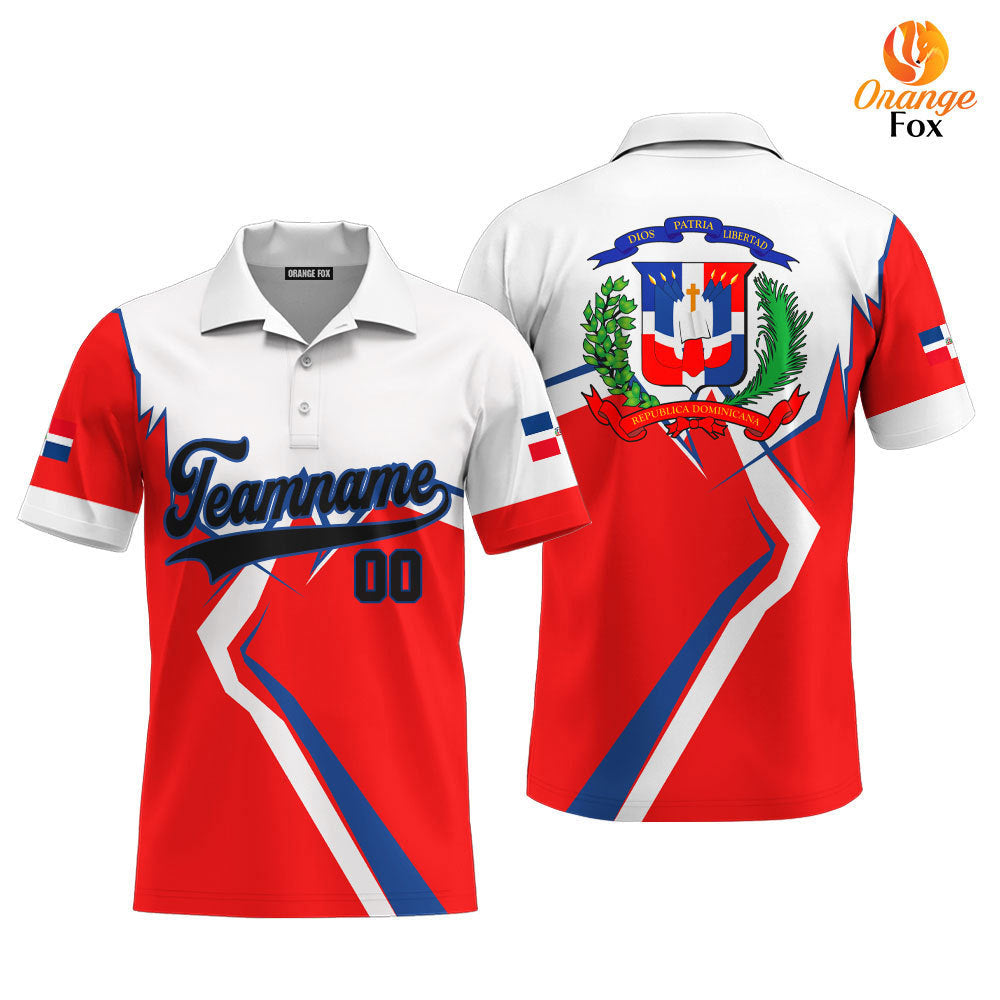 Dominicana Logo Red White Black Blue Custom Polo Shirt For Men