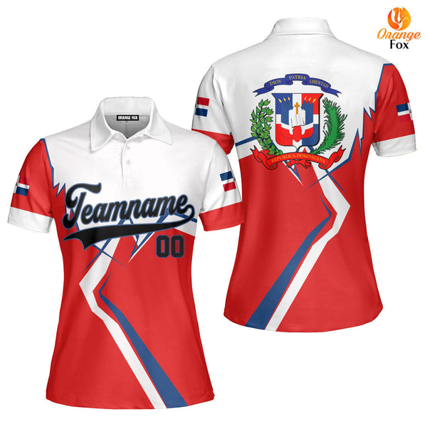 Dominicana Logo Red White Black Blue Custom Polo Shirt For Women