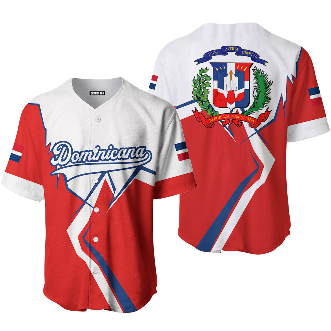 Dominicana Logo Red White Blue Custom Name Baseball Jerseys For Men & Women