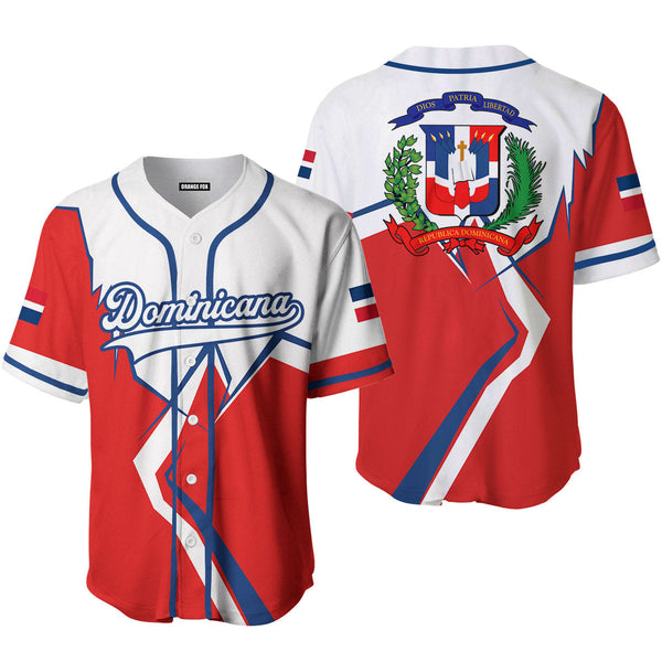 Dominicana Logo Red White Blue Custom Name Baseball Jerseys For Men & Women