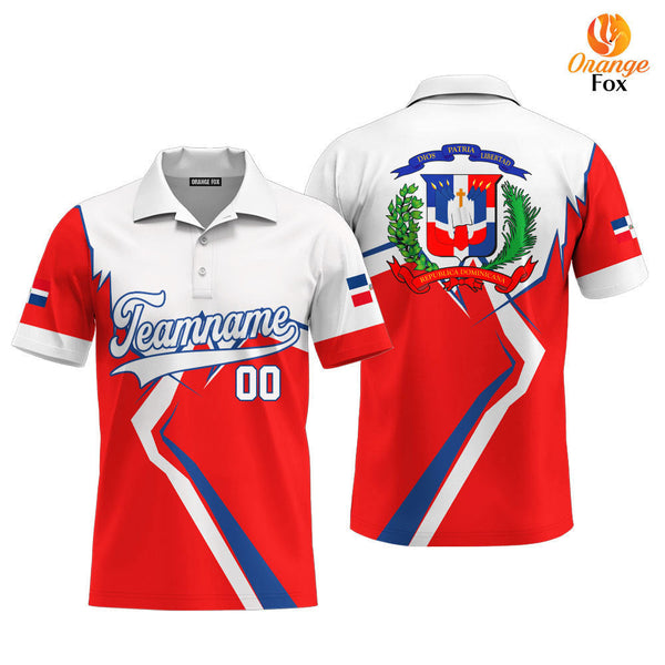 Dominicana Logo Red White Blue Custom Polo Shirt For Men