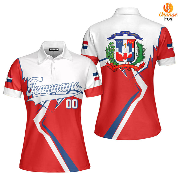 Dominicana Logo Red White Blue Custom Polo Shirt For Women