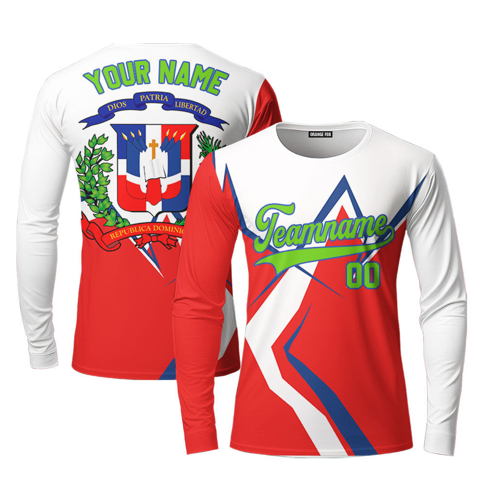 Dominicana Logo Red White Green Blue Custom Long Sleeve T-Shirt For Men & Women