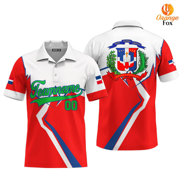 Dominicana Logo Red White Green Blue Custom Polo Shirt For Men