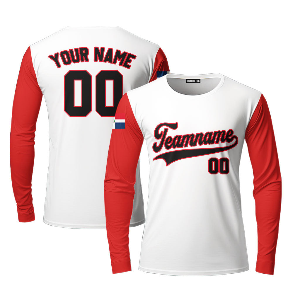 Dominicana White Black Red Custom Long Sleeve T-Shirt For Men & Women