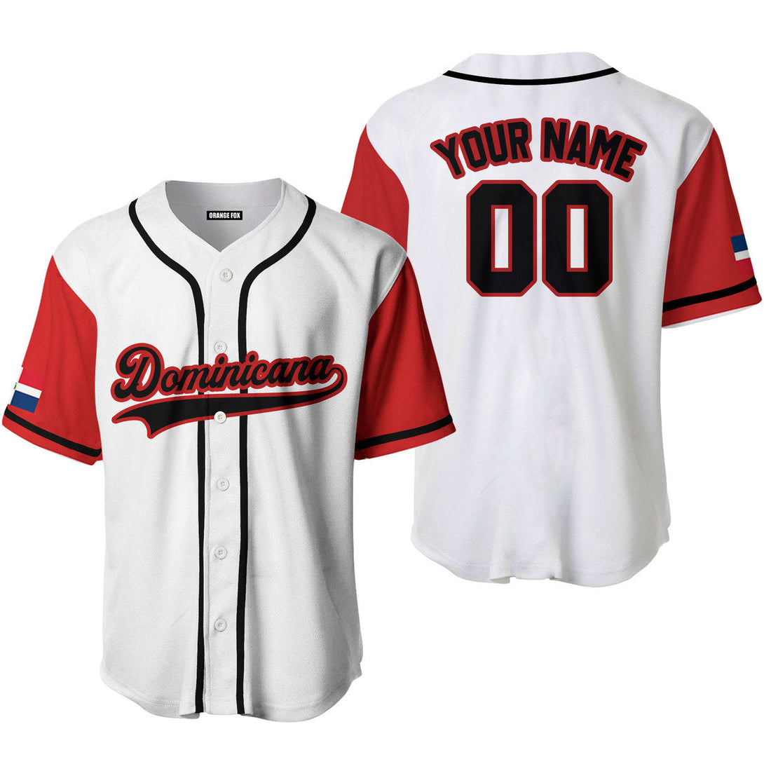 Dominicana White Black Red Custom Name Baseball Jerseys For Men & Women