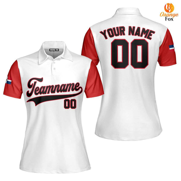 Dominicana White Black Red Custom Polo Shirt For Women