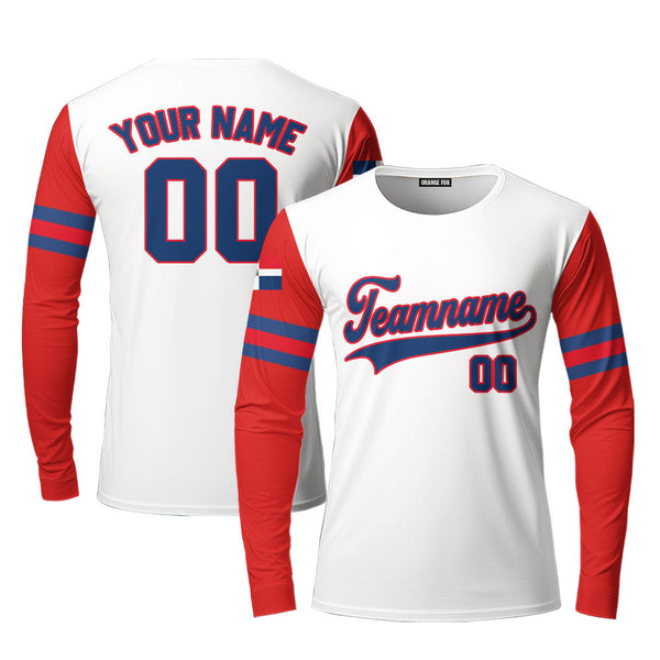 Dominicana White Blue Red Custom Long Sleeve T-Shirt For Men & Women