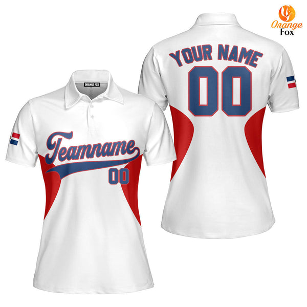 Dominicana White Blue Red Custom Polo Shirt For Women