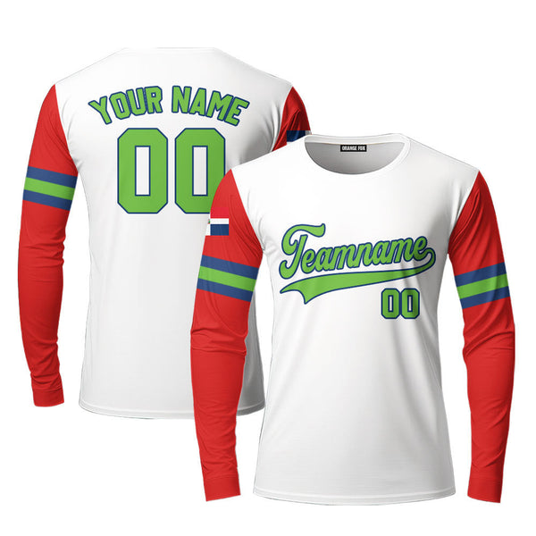 Dominicana White Green Blue Custom Long Sleeve T-Shirt For Men & Women