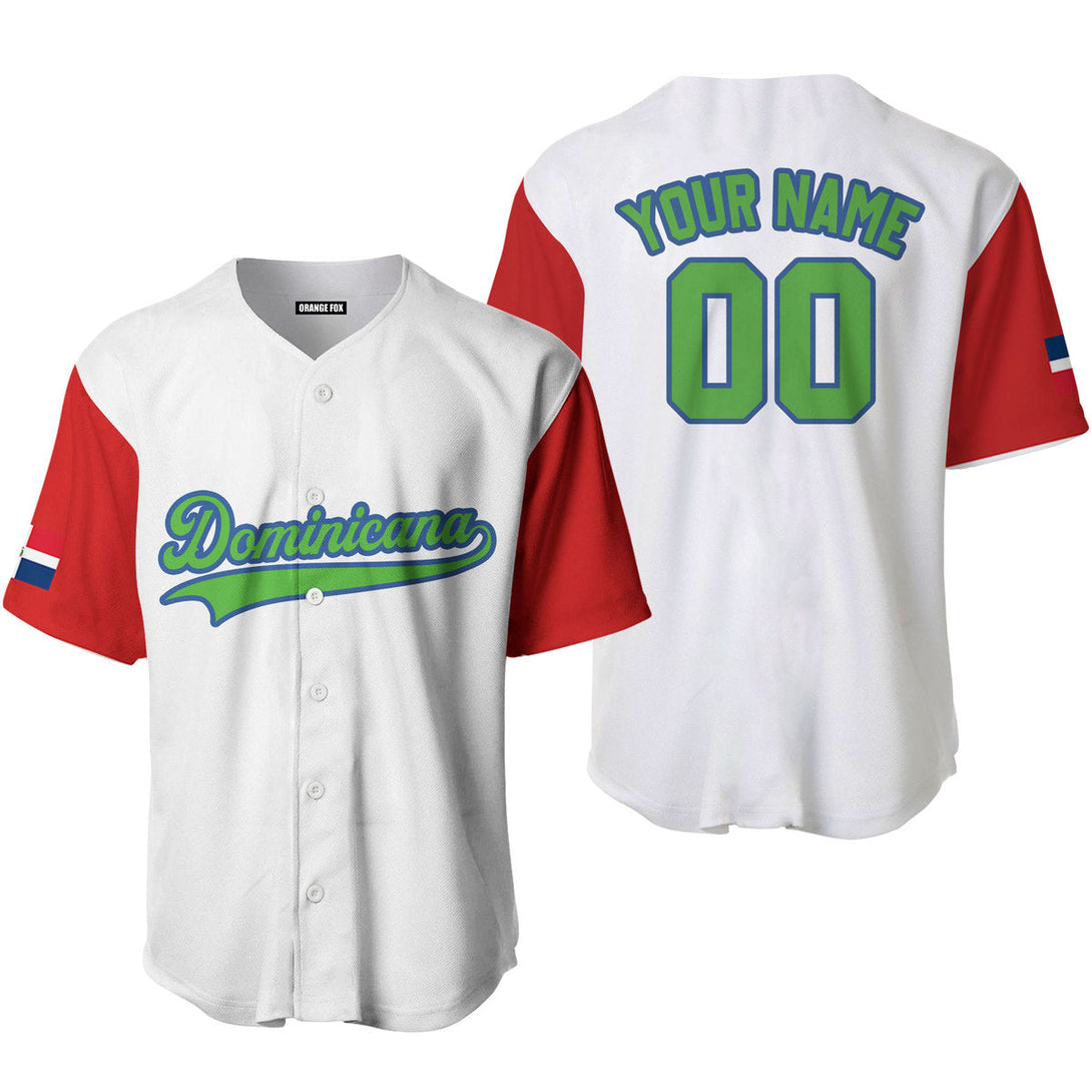 Dominicana White Green Blue Custom Name Baseball Jerseys For Men & Women