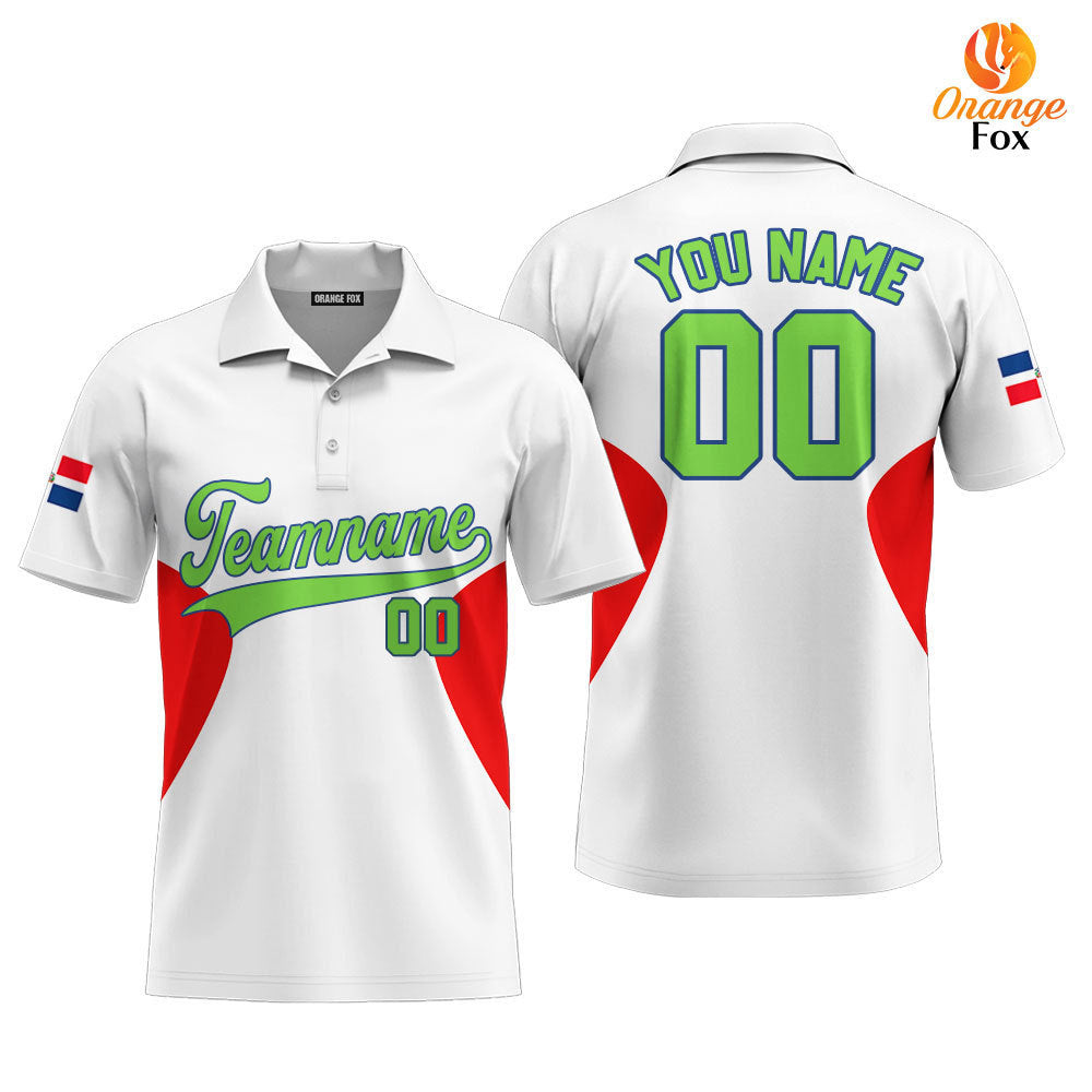 Dominicana White Green Blue Custom Polo Shirt For Men