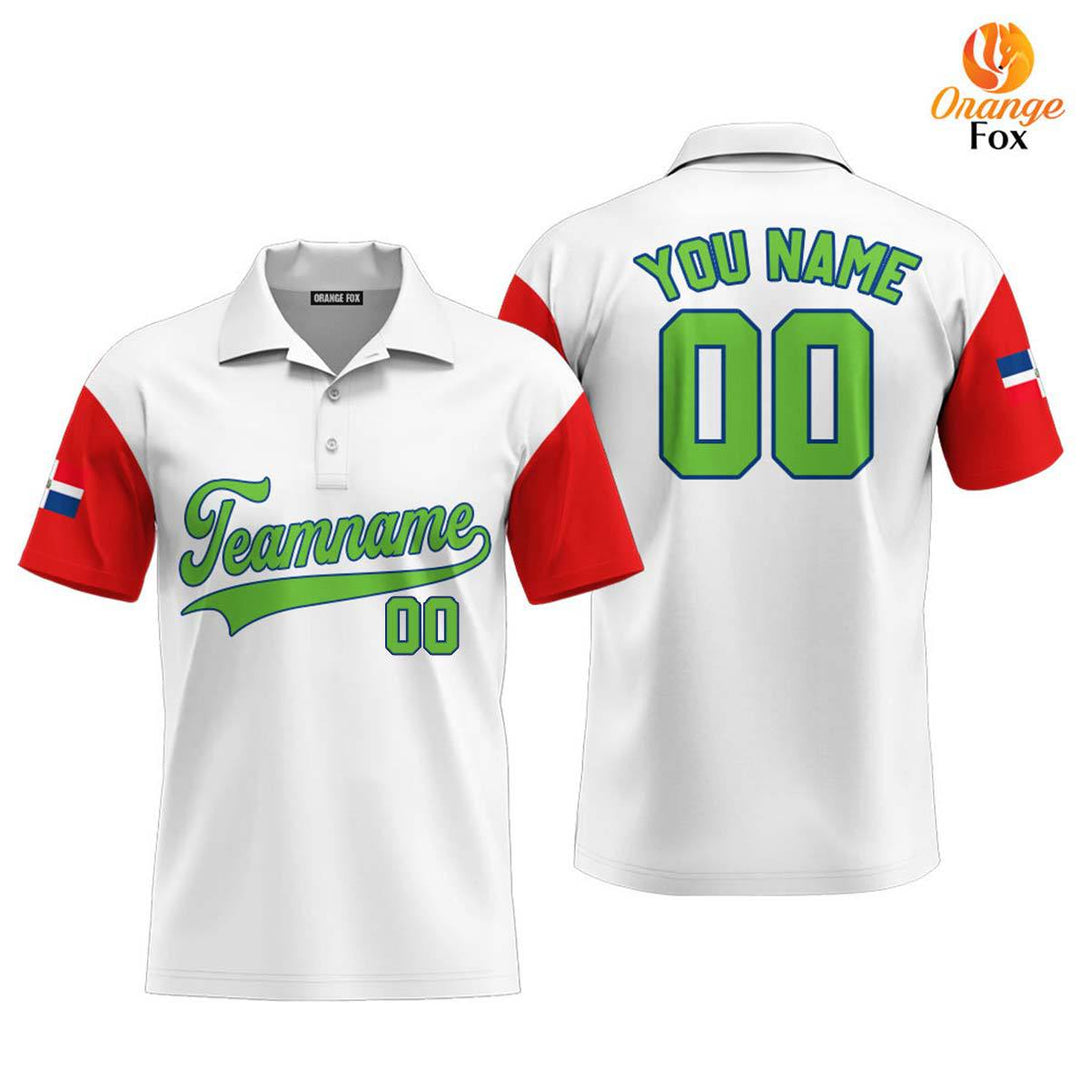 Dominicana White Green Blue Custom Polo Shirt For Men