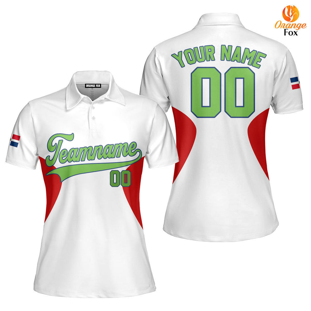 Dominicana White Green Blue Custom Polo Shirt For Women