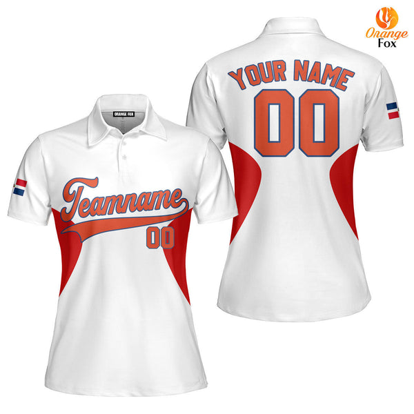 Dominicana White Orange Blue Custom Polo Shirt For Women