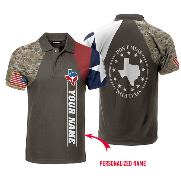 Don't Mess With Texas Camo Brown Custom Name Polo Shirt For Men & Women NP1030