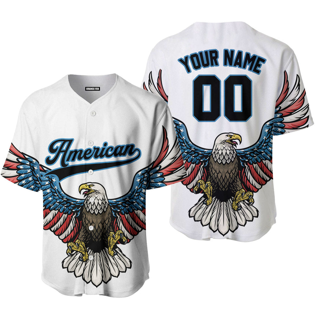 Eagle American Flag Black Blue Custom Name Baseball Jerseys For Men & Women