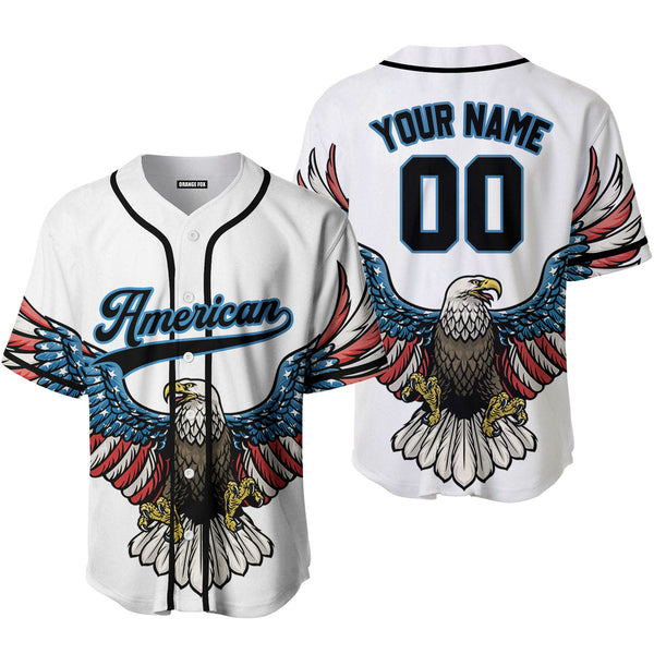 Eagle American Flag Black Blue Custom Name Baseball Jerseys For Men & Women