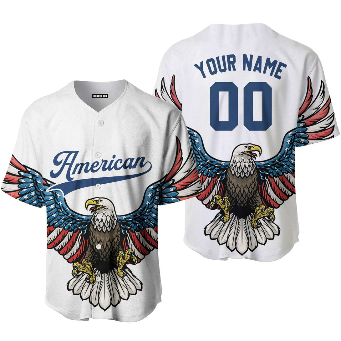 Eagle American Flag Blue Custom Name Baseball Jerseys For Men & Women