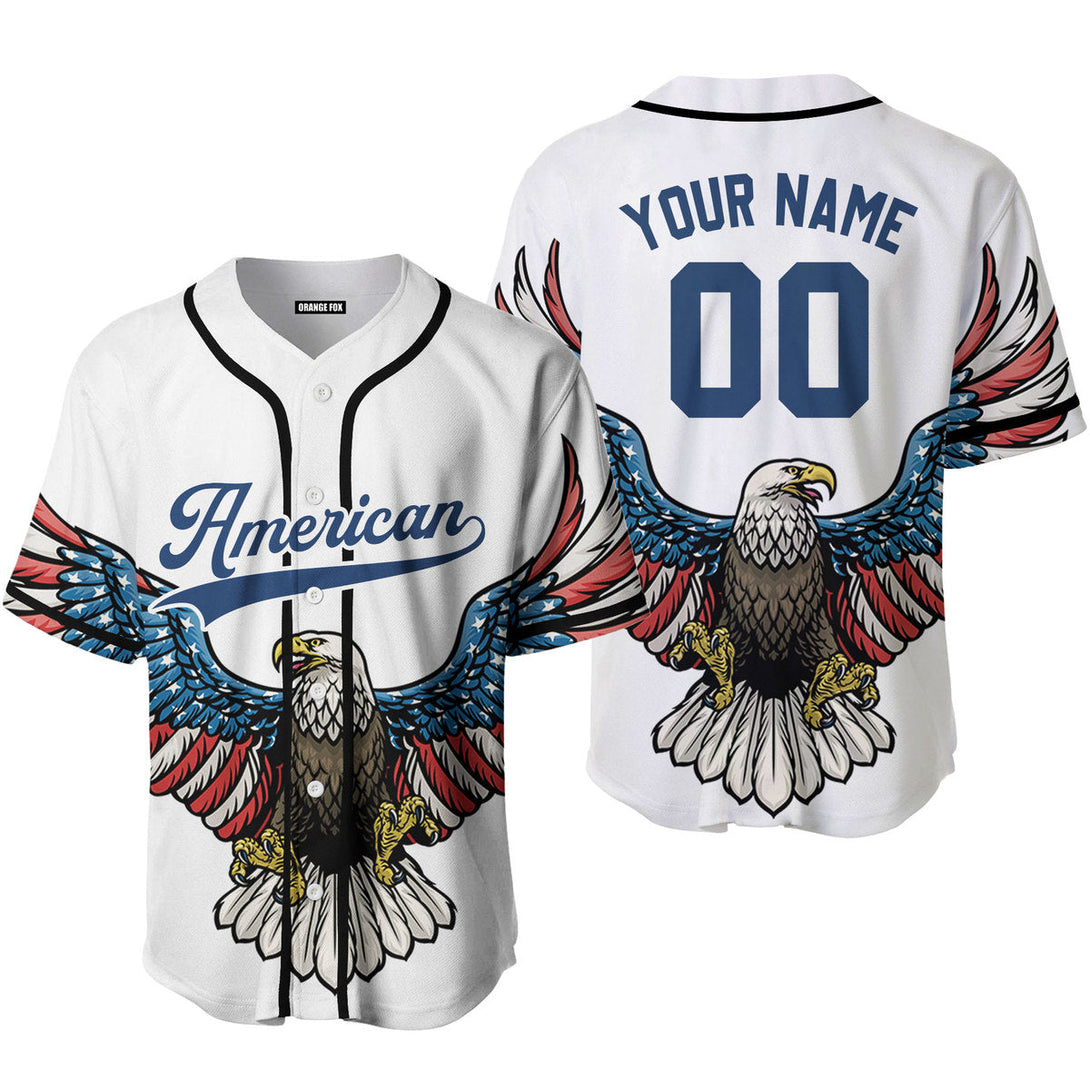 Eagle American Flag Blue Custom Name Baseball Jerseys For Men & Women