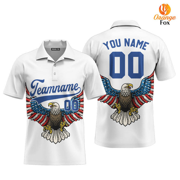 Eagle American Flag Blue Custom Polo Shirt For Men