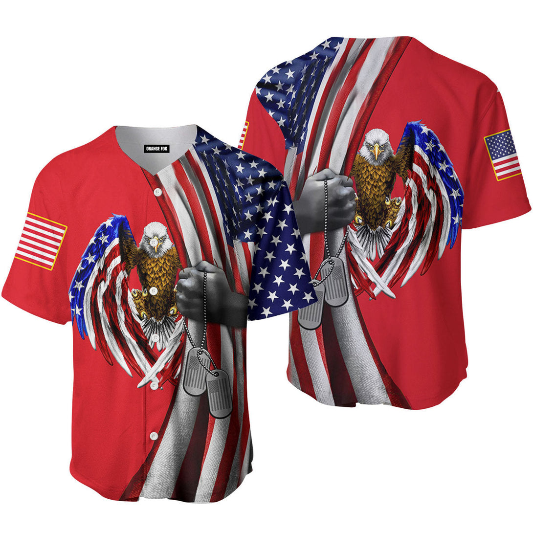 Eagle American Flag Patriotic Baseball Jersey For Men & Women