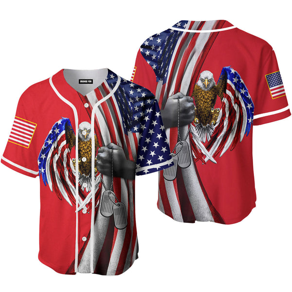 Eagle American Flag Patriotic Baseball Jersey For Men & Women