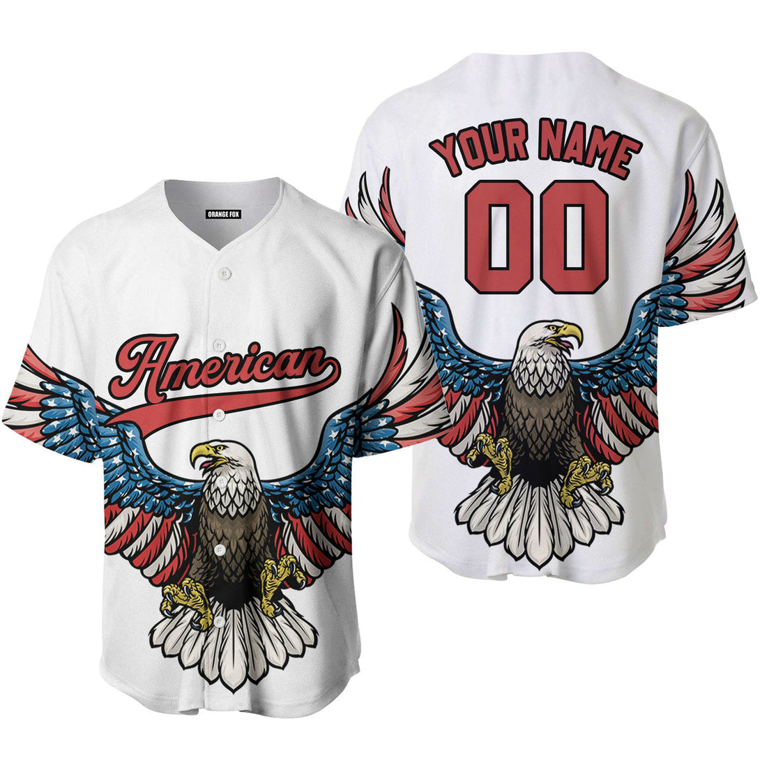 Eagle American Flag Red Black Custom Name Baseball Jerseys For Men & Women