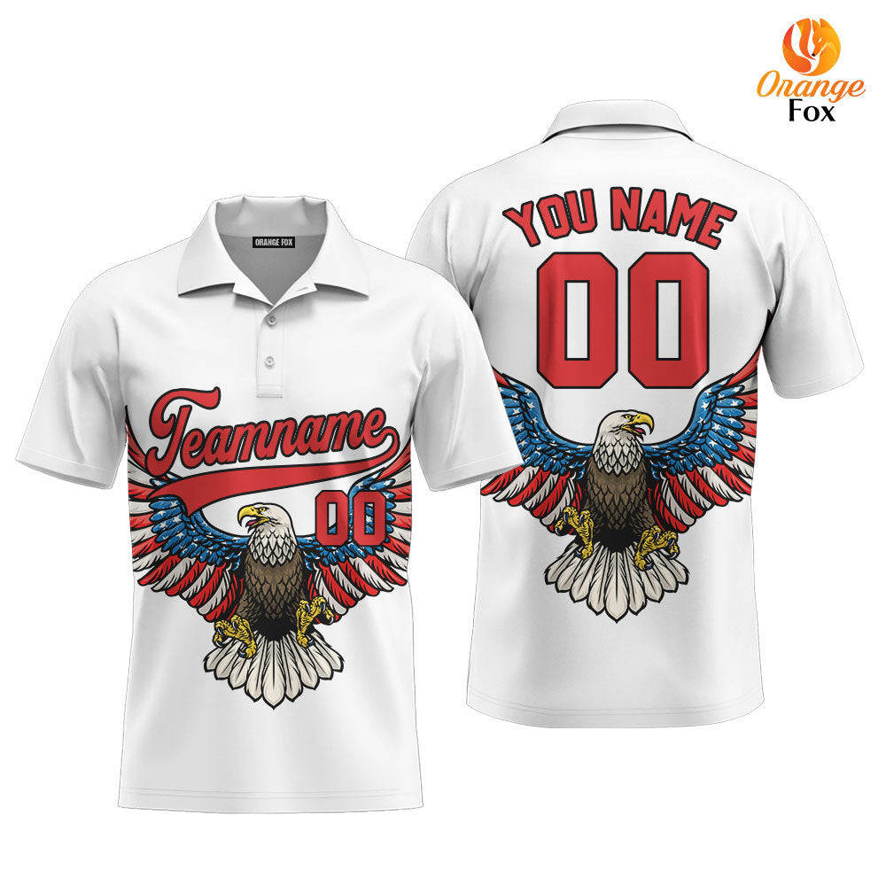 Eagle American Flag Red Black Custom Polo Shirt For Men