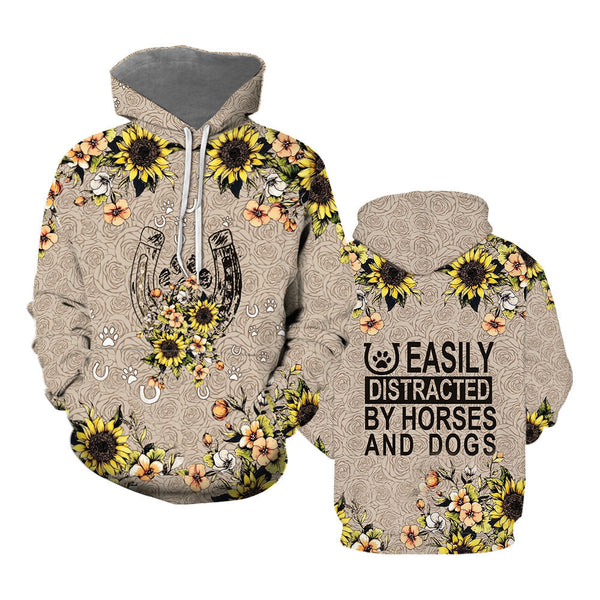 Easily Distracted By Horses And Dogs Hoodie For Men & Women