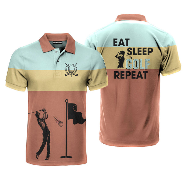 Eat Sleep Golf Repeat - Gift for Golfer, Golf Lovers - Golfing Polo Shirt For Men