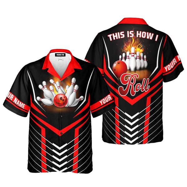 This Is How I Roll Bowling Black Red Custom Name Hawaiian Shirt For Men & Women FHN1077