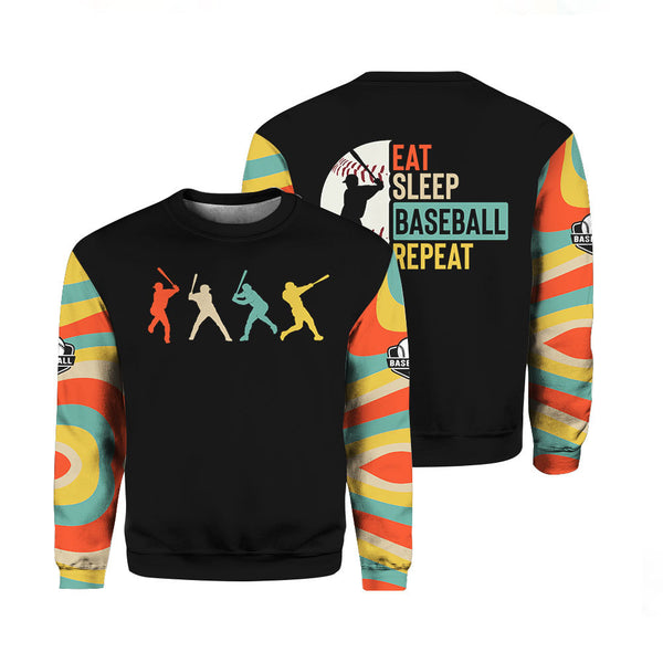 Eat Sleep Baseball Repeat Vintage Crewneck Sweatshirt For Men & Women FHT1176