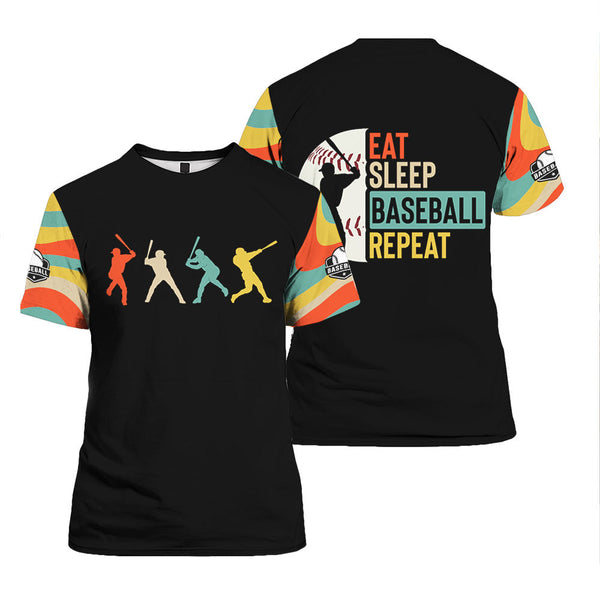 Eat Sleep Baseball Repeat Vintage T-Shirt For Men & Women FHT1176