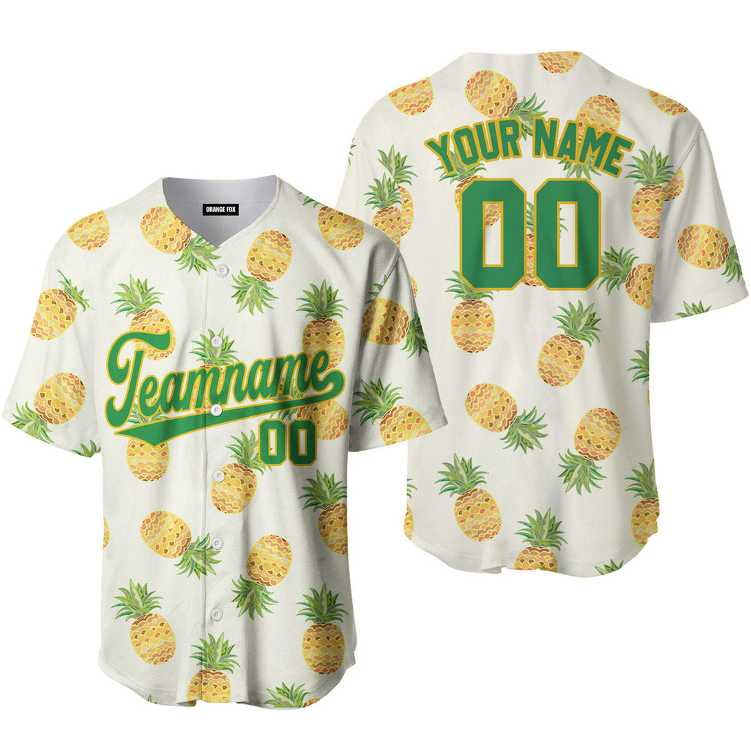 Custom Pineapple Tropical White Baseball Jersey FJN1265