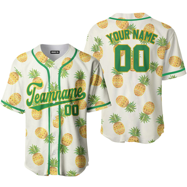 Custom Pineapple Tropical White Baseball Jersey FJN1265