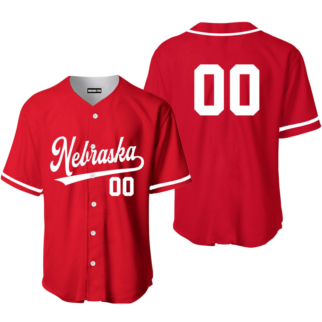 Custom Red Nebraska Baseball Jersey