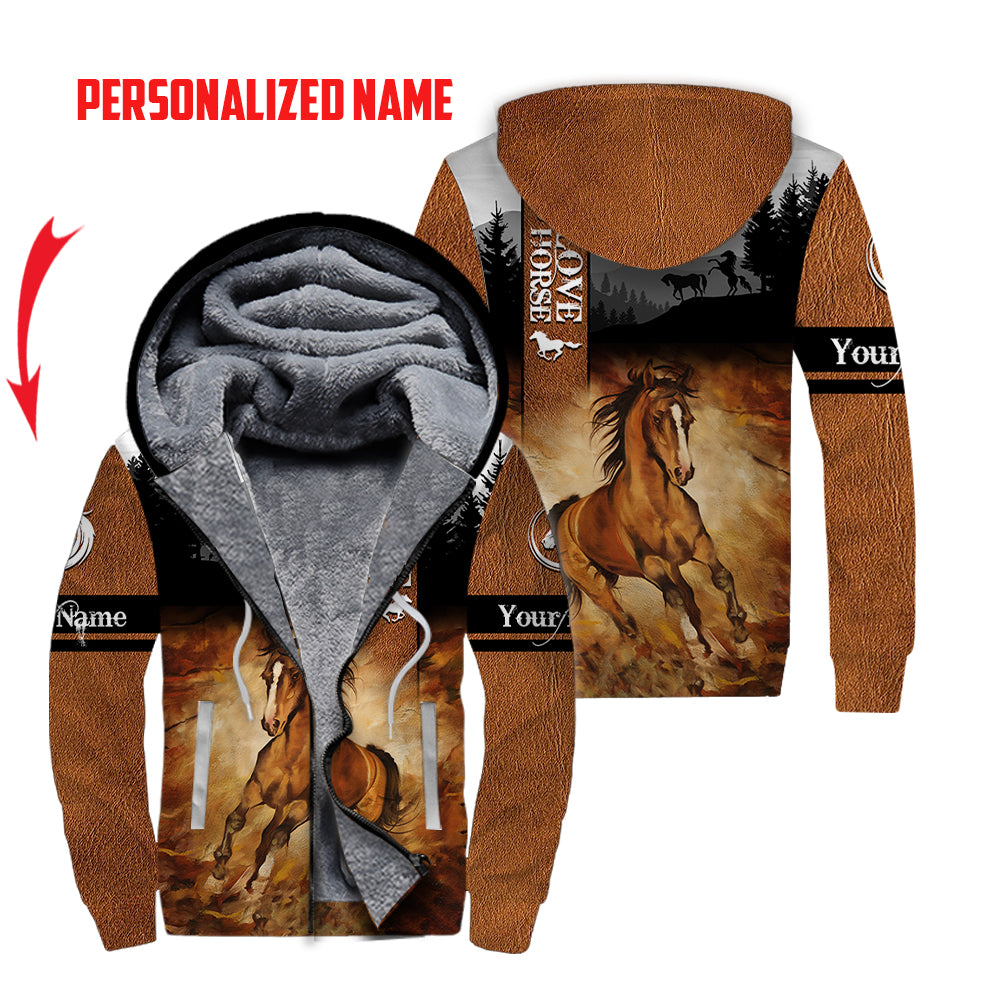 Arabian Horse Custom Name Fleece Zip Hoodie For Men & Women FN1638