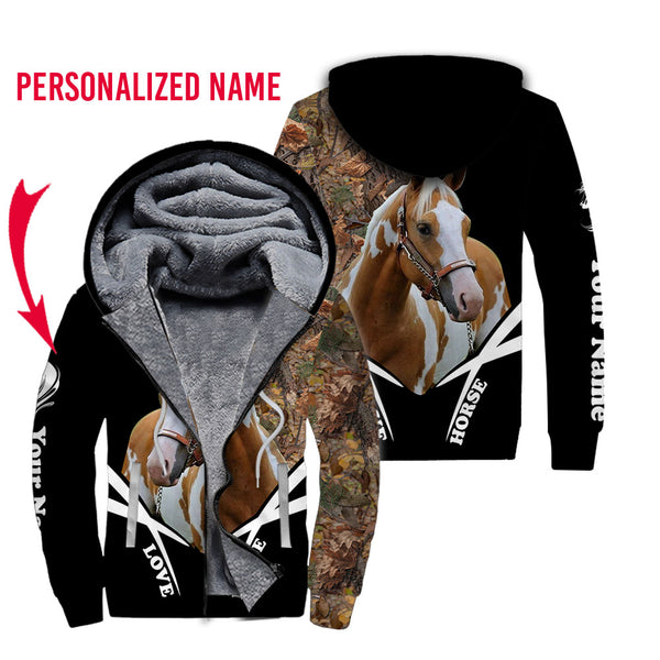 Love Horse Custom Name Fleece Zip Hoodie For Men & Women FN1644