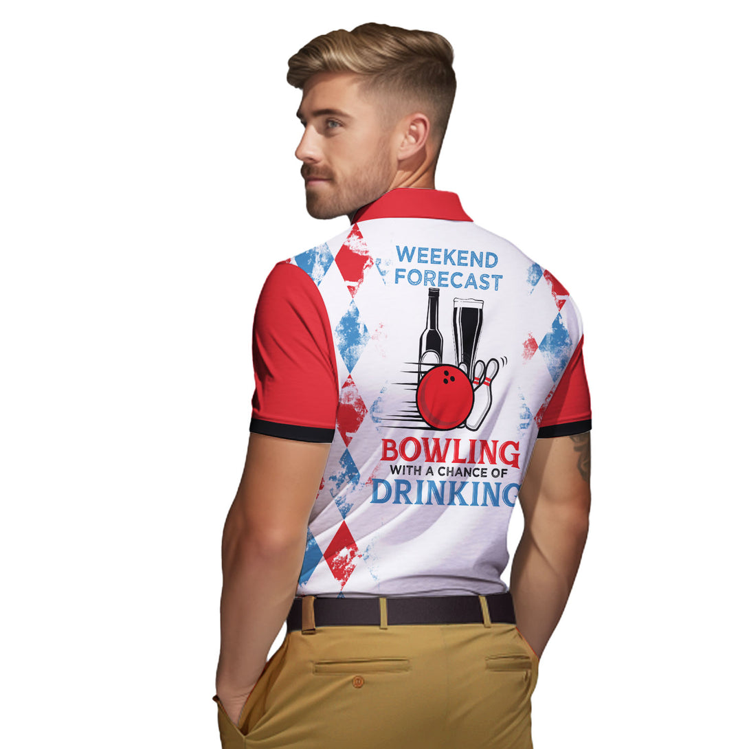 Red Bowling Weekend For Menecast Skull Polo Shirt For Men